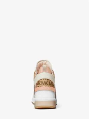 Georgie Color-Block Leather and Logo Jacquard Trainer - Image 4