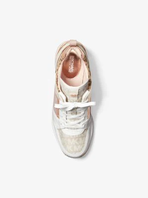 Georgie Color-Block Leather and Logo Jacquard Trainer - Image 5