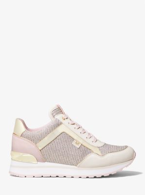 Maddy Leather and Glitter Chain-Mesh Trainer - Image 3