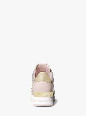 Maddy Leather and Glitter Chain-Mesh Trainer - Image 4