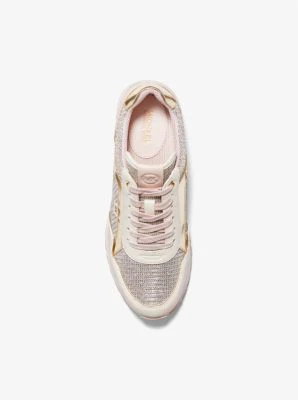 Maddy Leather and Glitter Chain-Mesh Trainer - Image 5