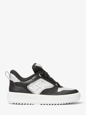 Rumi Leather and Logo-Embossed Metallic Platform Sneakers - Image 3