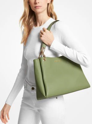 Trisha Large Pebbled Leather Shoulder Bag - Image 12